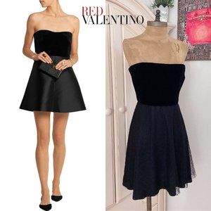 🆕RED VALENTINO Polka Dot Lace Black Velvet Dress